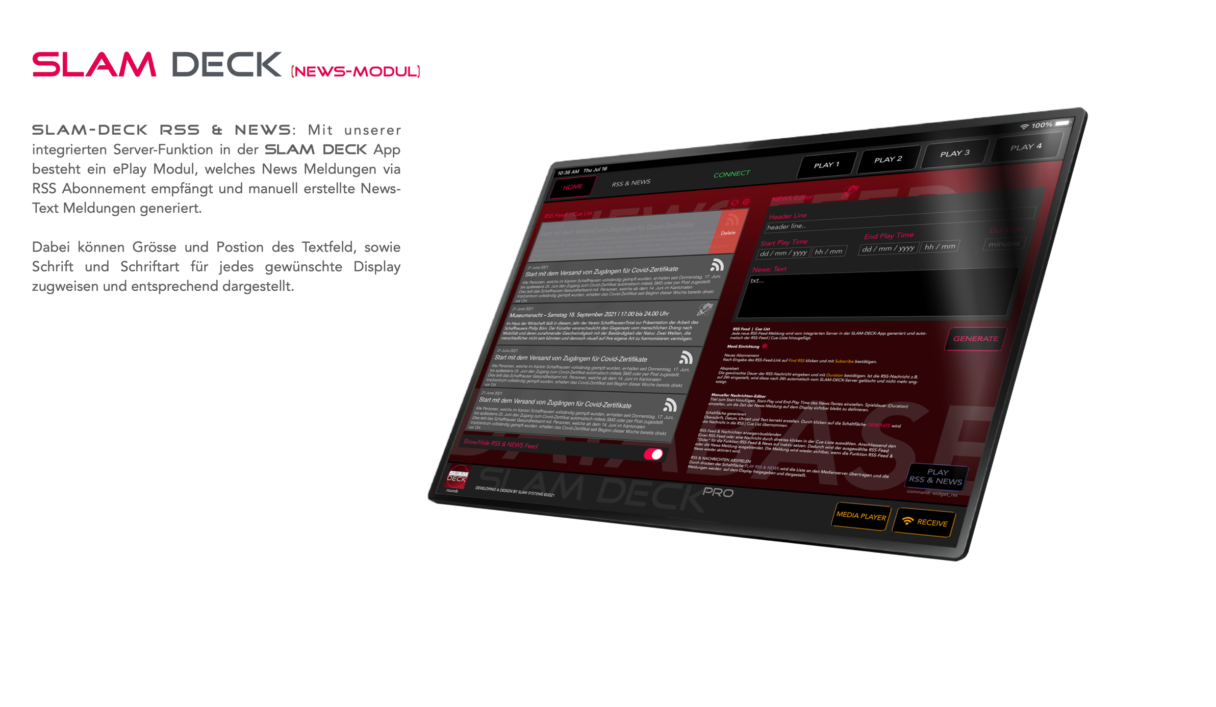 SLAM-DECK  |  NEWS & RSS FEED MODUL