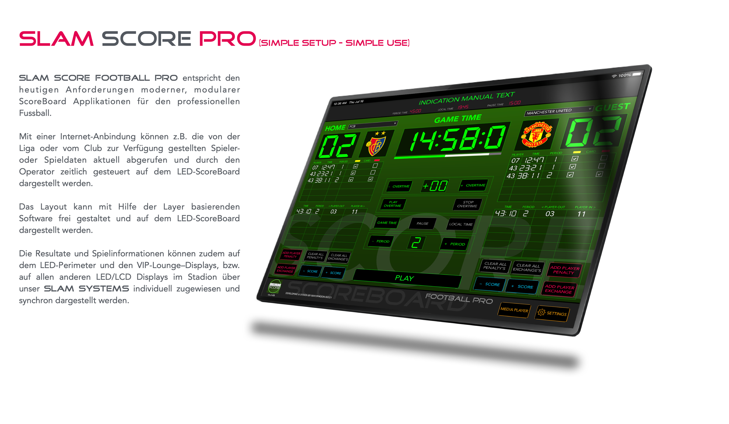 SLAM SCORE PRO | Scoreboard App für Fussball